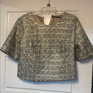 Gold Crop Blouse with Boxy Silhouette